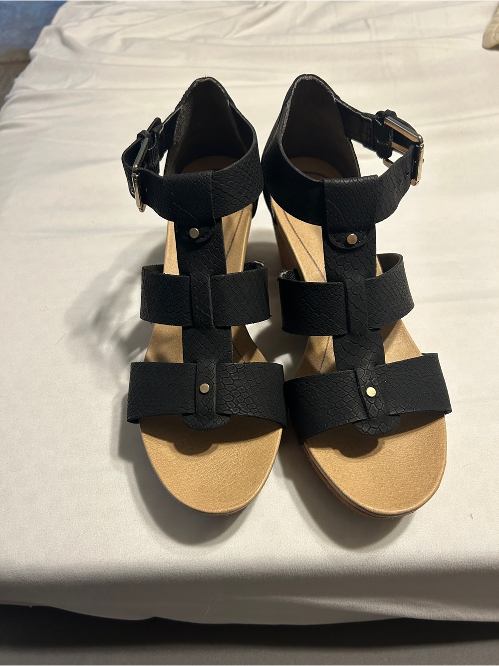 Dr.Scholl’s Barton Women's Black Strappy Wedge Sandals